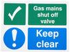 Mandatory Sign Gas Mains Shut Off Plastic 7.5 x 10 cm