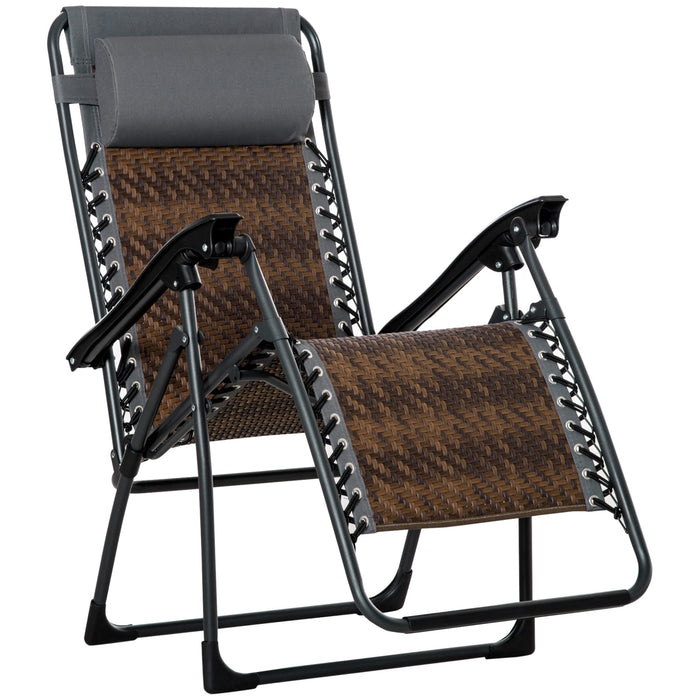 OutSunny Rattan Recliner Chair Brown