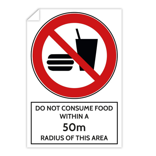 Trodat Health and Safety Sticker Do not consume food within a 50 m radius of this area PVC 20 x 30 cm Pack of 3