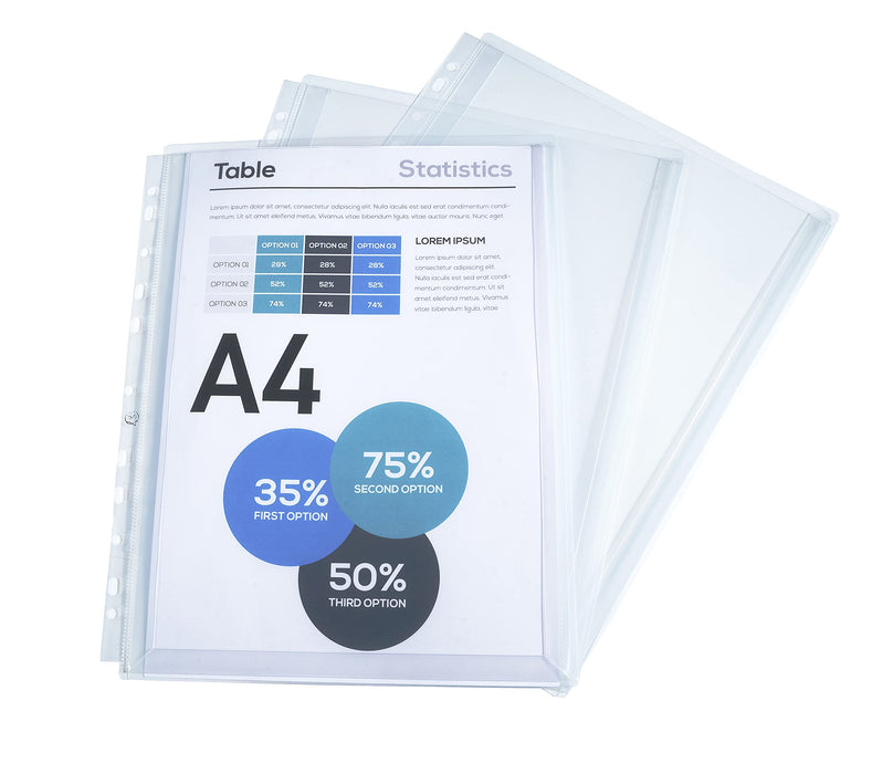 Exacompta Punched Pockets A4 Smooth Transparent 200 microns Polypropylene Up 11 Holes 5507E Pack of 10