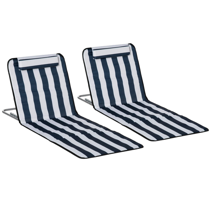 OutSunny Beach Lounge Chair Steel Blue 1,340 x 360 mm Pack of 2