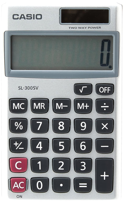 Casio Pocket Calculator SL-300SV 8 Digit Display Silver