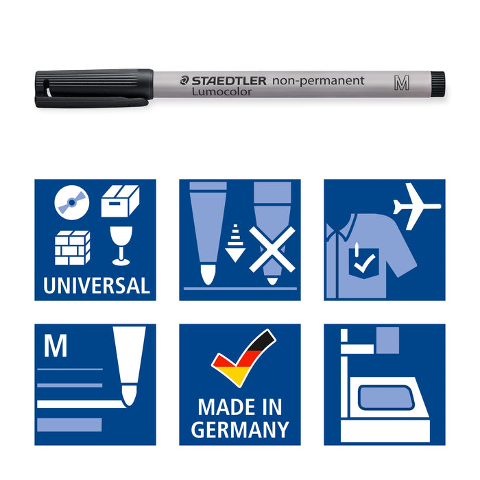 STAEDTLER Non- Permanent OHP Marker Medium Felt tip Black Pack of 10