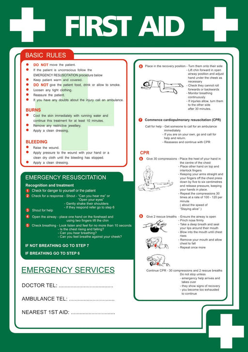 Health & Safety Poster First Aid Polypropylene 42 x 59.4 cm