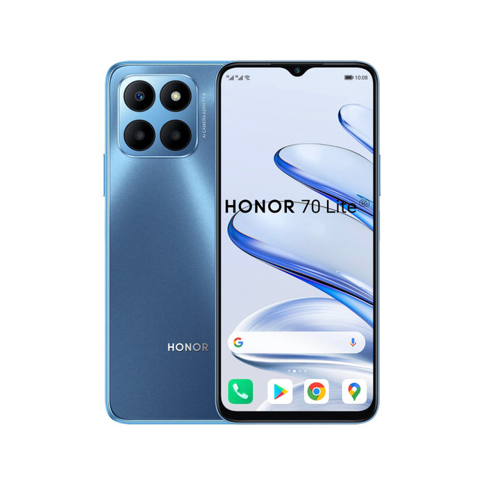 Honor 70 Lite 6.5 Inch 5G Dual SIM Qualcomm Snapdragon 480 Plus 4GB RAM 128GB Storage Android 12 Mobile Phone Ocean Blue