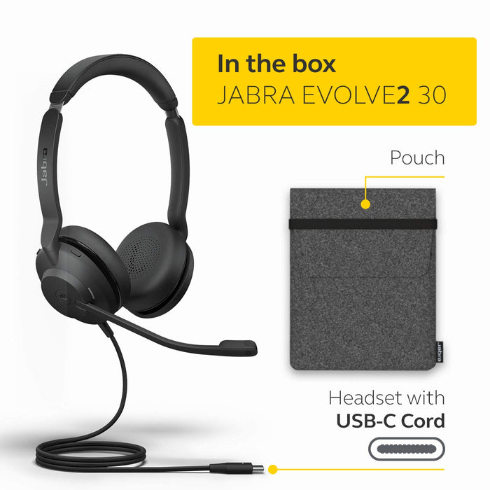 Jabra Evolve2 30 UC - Headset - on-ear - wired - USB-C - Optimised for UC