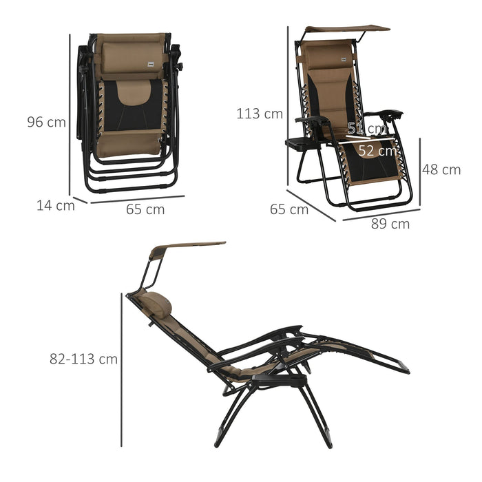 OutSunny Lounge Chair Steel 650 x 890 x 1,130 mm Brown