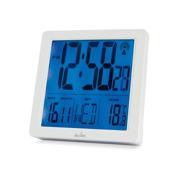 Acctim Digital Alarm Clock White 9.3 x 9.3 x 4.4 x 9.3 cm