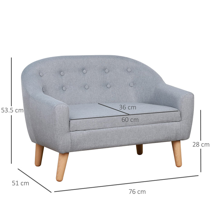 HOMCOM Kids Sofa 310-028GY Polyester Fiber, Wood, Sponge, PP 51 (W) x 76 (D) x 53.5 (H) mm Grey