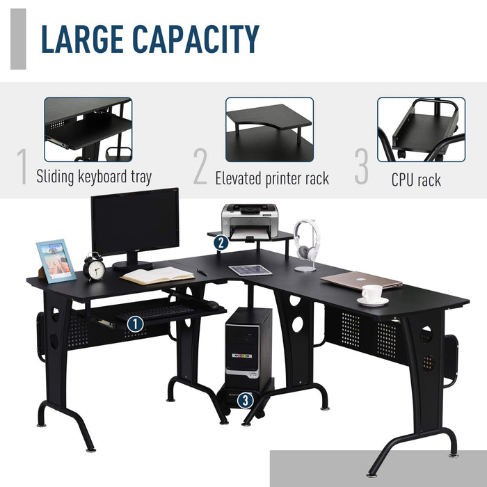 HOMCOM L-shape Computer Desk Black 1,450 x 865 mm