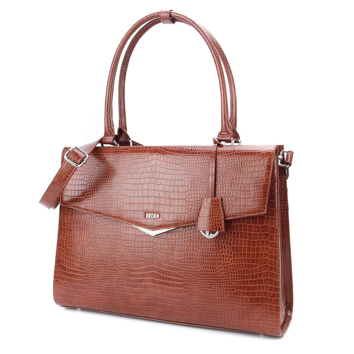 SOCHA Business Bag Nivodur 15.6 Inch Synthetic Leather Brown 45 x 13 x 32 cm