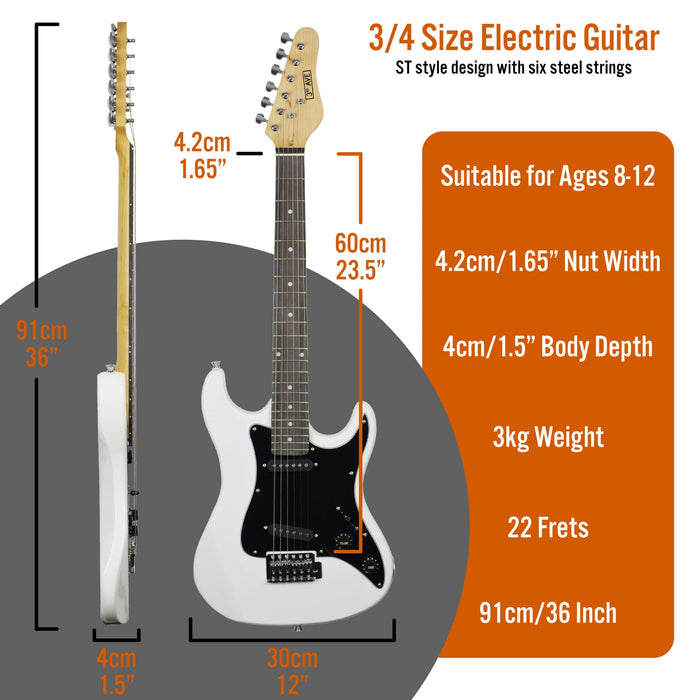 3rd Avenue 3/4 Electric Guitar Set White