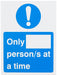 Seco Health & Safety Poster Only __ person/s at a time Semi-Rigid Plastic Blue, White 15 x 20 cm