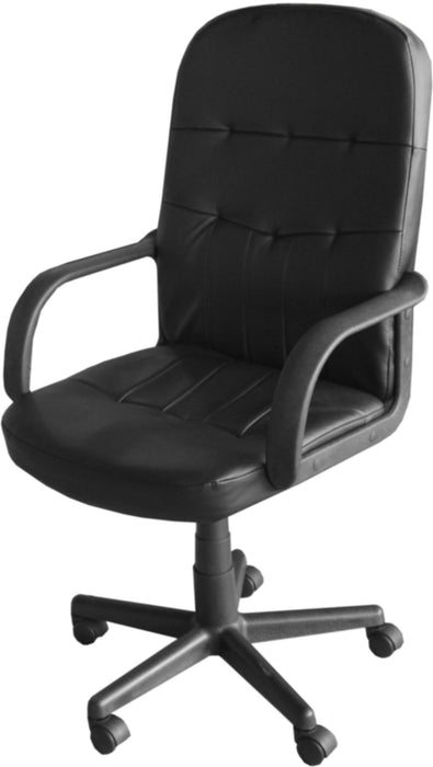 Nautilus Designs Ltd. High Back Bonded Leather Manager Chair with Integrated Lumbar Support - Black