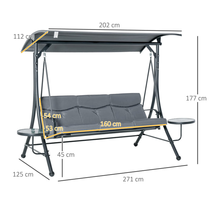 OutSunny Bench Steel, PL (Polyester), Cotton Grey 1,250 x 2,710 x 1,770 mm