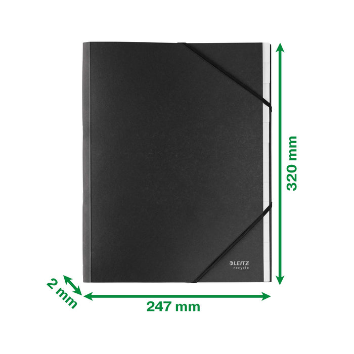 Leitz Recycle Card Divider Book A4 CO2 Neutral Black 12 Tabs 430 gsm 100% Recycled Card