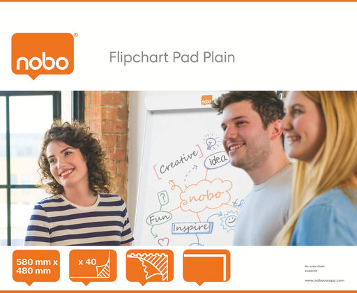 Nobo Flipchart Pad for Flip Over Easel 40 Sheets B1 Plain Pack of 5