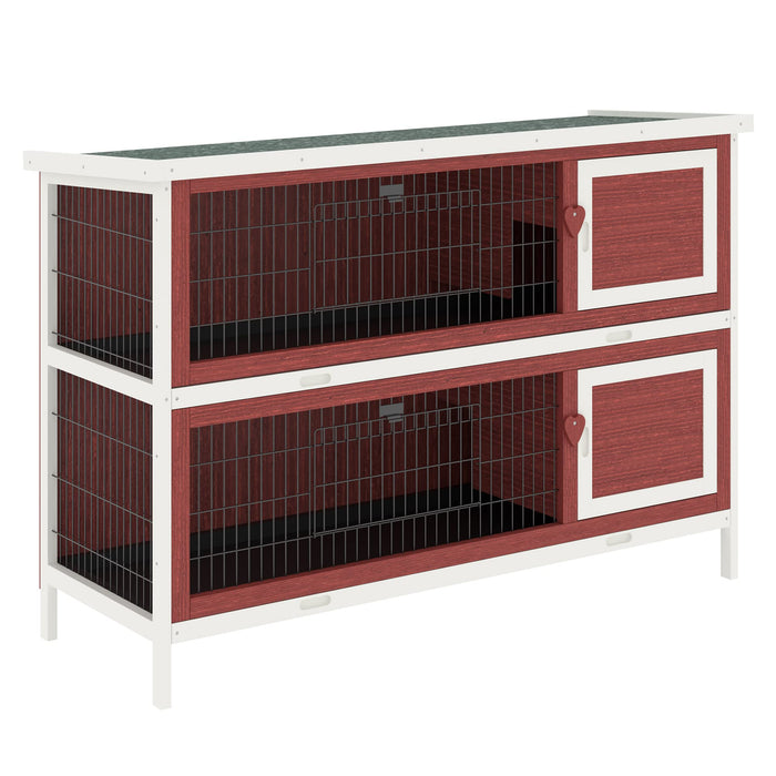 PawHut Rabbit Cage Brown, White 500 mm x 1364 mm x 930 mm