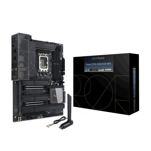 ASUS ProArt Z790-CREATOR WIFI - Motherboard - ATX - LGA1700 Socket - Z790 Chipset - USB 3.2 Gen 1, USB 3.2 Gen 2, USB4, USB-C 3.2 Gen 2x2 - 10 Gigabit LAN, 2.5 Gigabit LAN, Bluetooth, Wi-Fi - onboard graphics (CPU required) - HD Audio (8-channel)