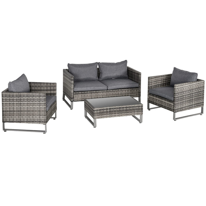 OutSunny Set Rattan Outdoor Furniture Deep Grey