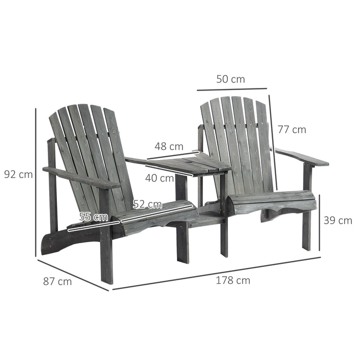 OutSunny Adirondack Chair Fir Wood Grey 870 x 920 mm