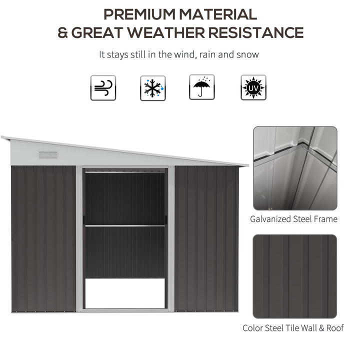 OutSunny Garden Shed 2.8 x 3.45 x 2.01 m Grey