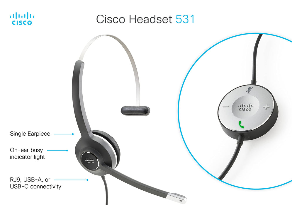 Cisco 531 Wired Single - Headset - on-ear - wired