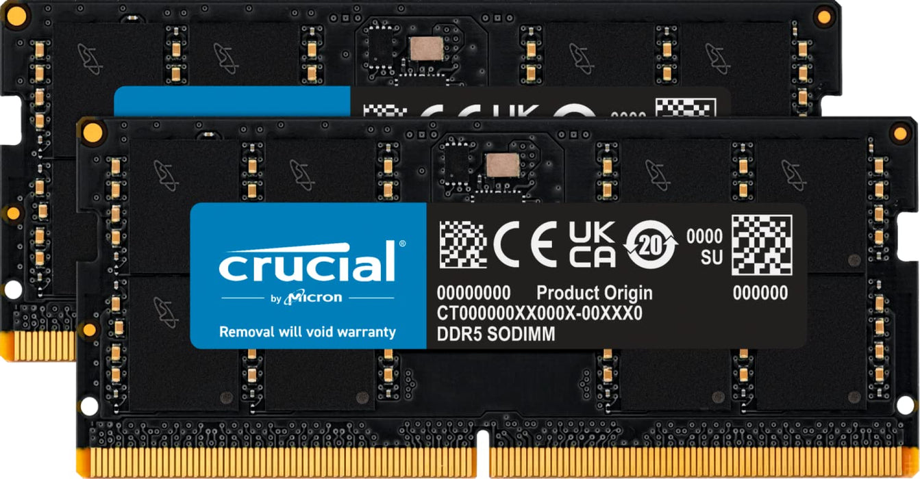 Crucial - DDR5 - kit - 16 GB: 2 x 8 GB - SO-DIMM 262-pin - 5600 MHz / PC5-44800 - CL46 - 1.1 V - on-die ECC - black