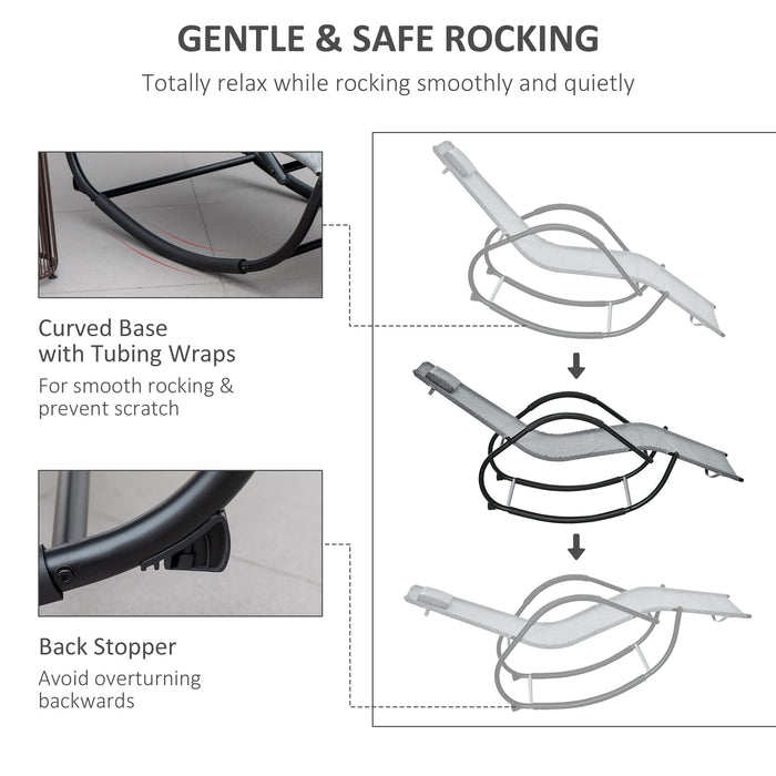 OutSunny Rocking Chair Texteline, Galvanized Metal Grey 1,600 x 790 mm