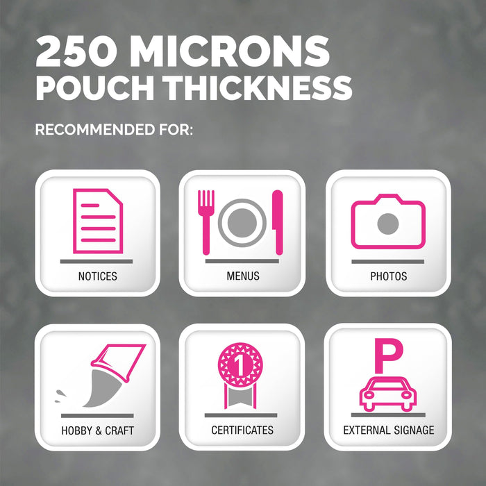 Fellowes Laminating Pouches A4 Glossy 250 microns (2 x 250) Transparent Pack of 100