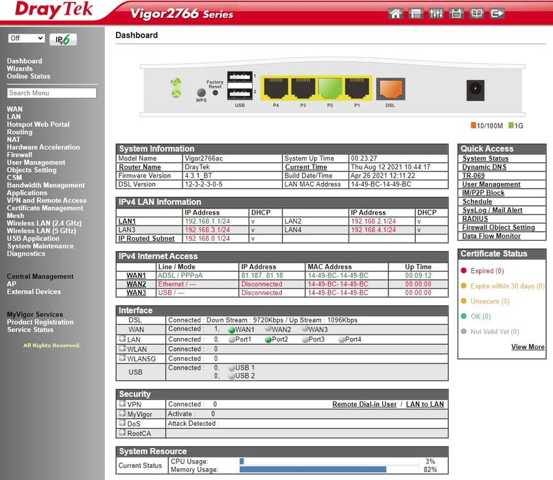 DRAYTEK Vigor 2766 V2766-K USB 2.0 Router