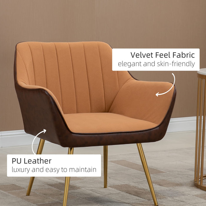 HOMCOM Accent Chair 839-573V70LR PU (Polyurethane), Foam, Velvet (100% PL (Polyester)), Steel Brown