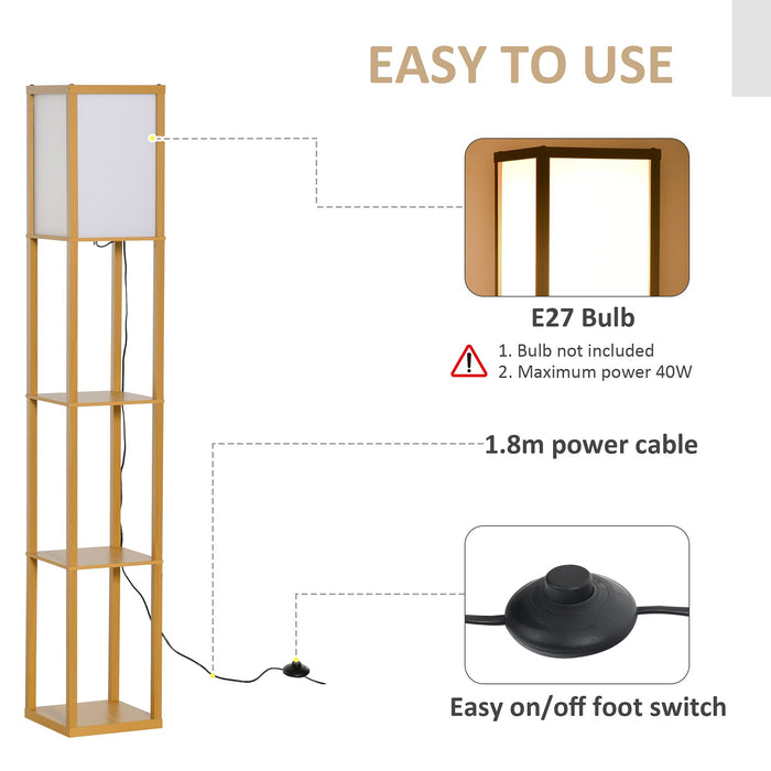 HOMCOM Floor Lamp 833-623V70WR Natural, White