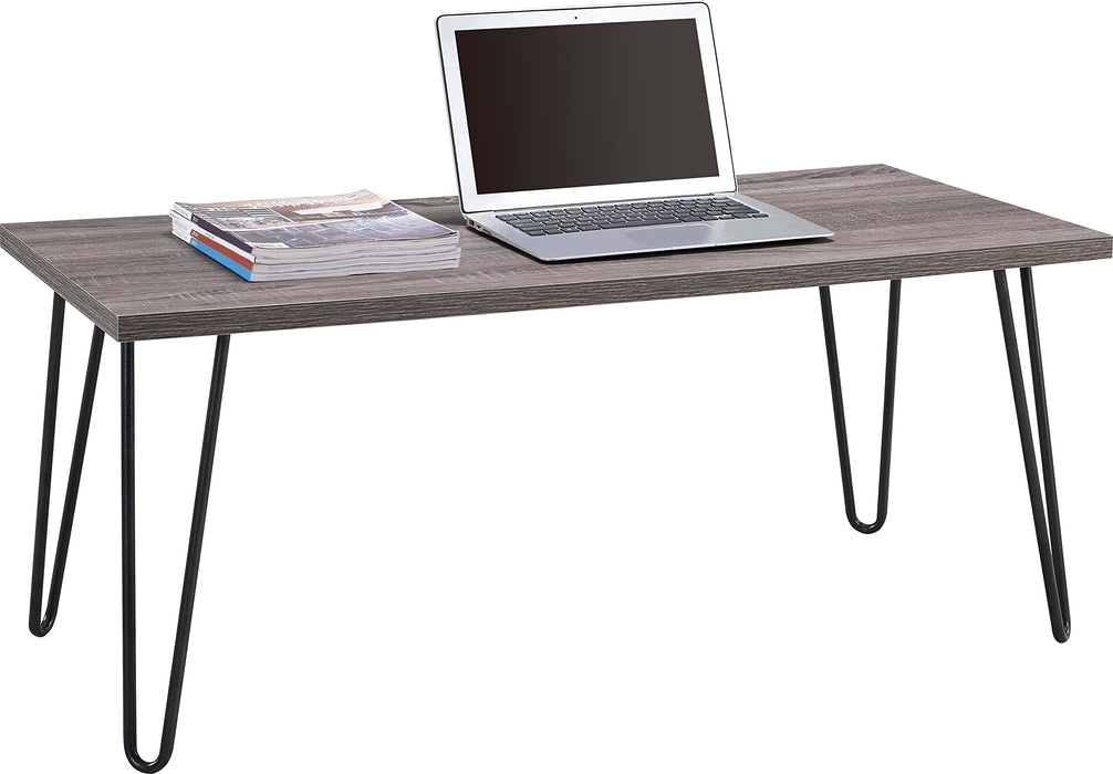 DOREL HOME Owen Retro Non Height Adjustable Table 5067096PCOMUK Oak PB; Paper Wrap; Powder Coating; Metal Black 1,066.80 (W) x 495.30 (D) x 453.39 (H) x 453.39 - 453.39 (H) mm