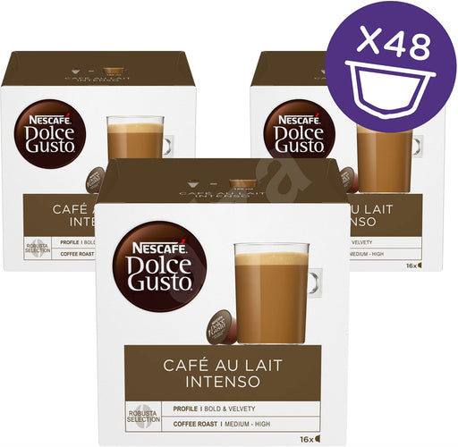 NESCAFÃ‰ Dolce Gusto Cafe Au Lait Intenso Caffeinated Ground Coffee Pods Box Cafe Au Lait 7 g Pack of 8 x Coffee + 8 x Milk Pods