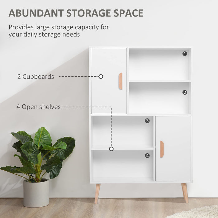 HOMCOM Sideboard Bookshelf with Two Doors White 800 x 235 x 1,230 mm