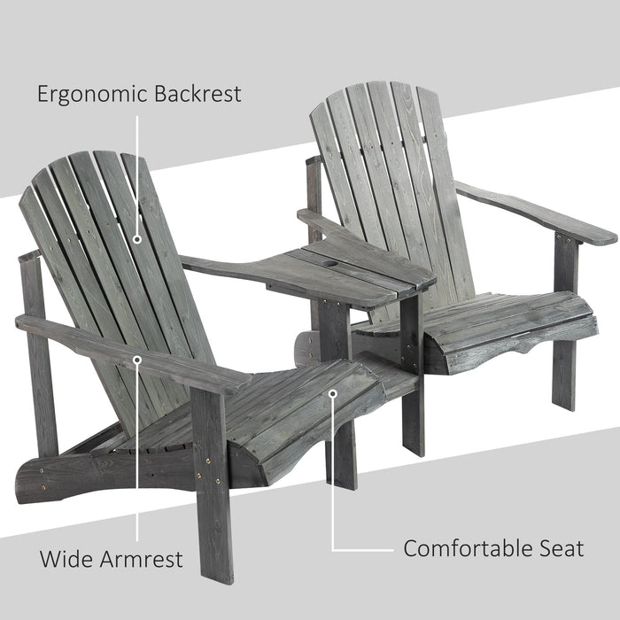 OutSunny Adirondack Chair Fir Wood Grey 870 x 920 mm