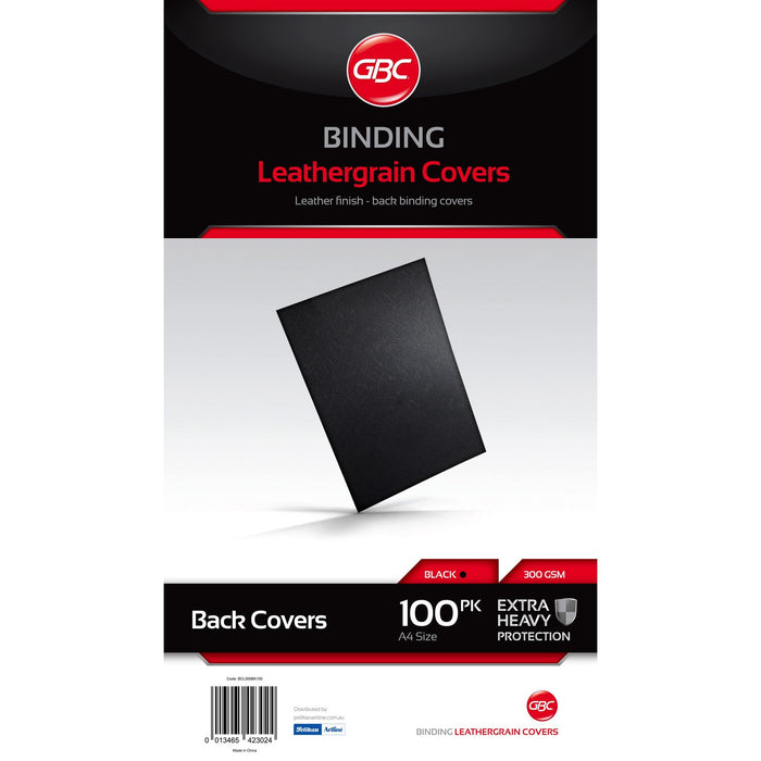 GBC Binding Covers A4 Leather Grain 250 gsm Black Pack of 100