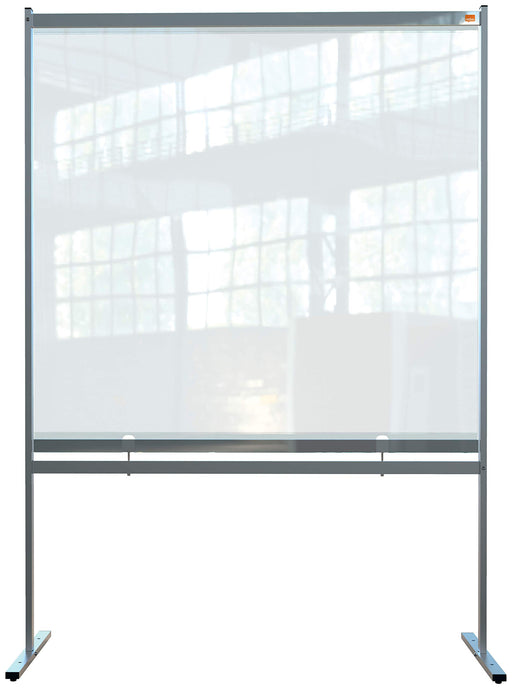 Nobo Freestanding Protective Screen Divider Premium Plus 2060 x 1480 x 610mm Metal, PVC Silver Anodised