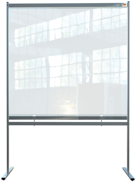 Nobo Freestanding Protective Screen Divider Premium Plus 2060 x 1480 x 610mm Metal, PVC Silver Anodised