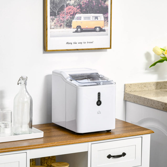 HOMCOM Ice Maker Machine 1.5 L 120 W PS, PP (Polypropylene) White