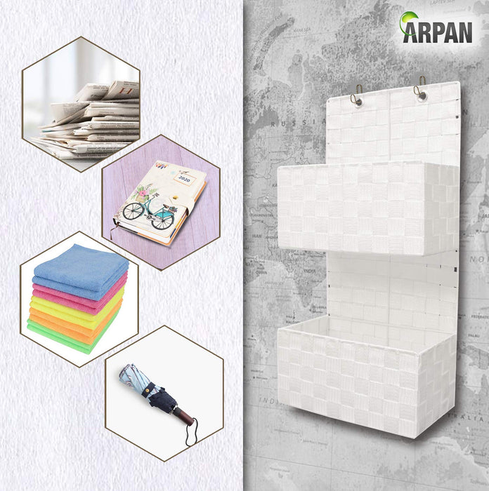 ARPAN Hanging Storage Basket Nylon White 28 x 15 x 58 cm