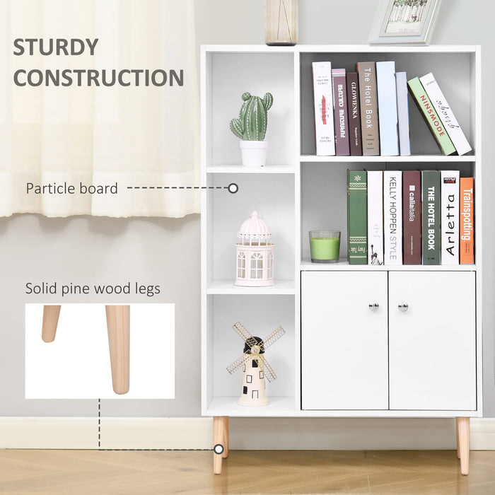 Homcom Open Bookcase with Two Doors White 800 x 235 x 1,230 mm