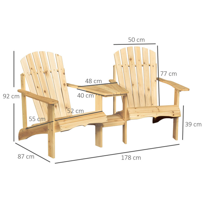 OutSunny Adirondack Chair Fir Wood Brown 870 x 920 mm