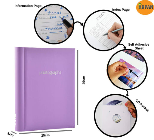 ARPAN Photo Album CL-SM40PE-PACK-3 20 Sheets Purple Pack of 3