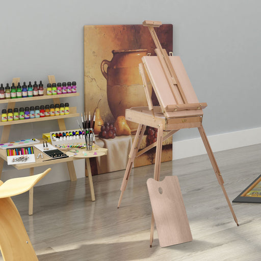 HOMCOM Folding Easel Natural Wood Finish