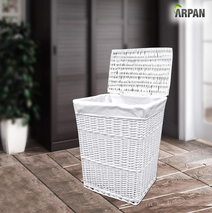 ARPAN Laundry Basket Wicker CL-11-001L White 53 x 54 cm