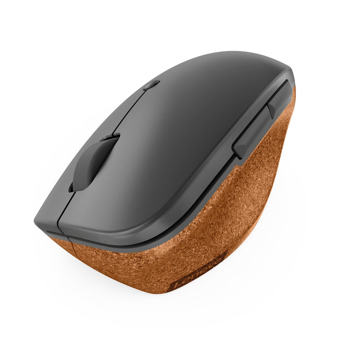 Lenovo Go - Mouse - ergonomic - right-handed - blue optical - 6 buttons - wireless - 2.4 GHz - USB wireless receiver - grey, cork - retail