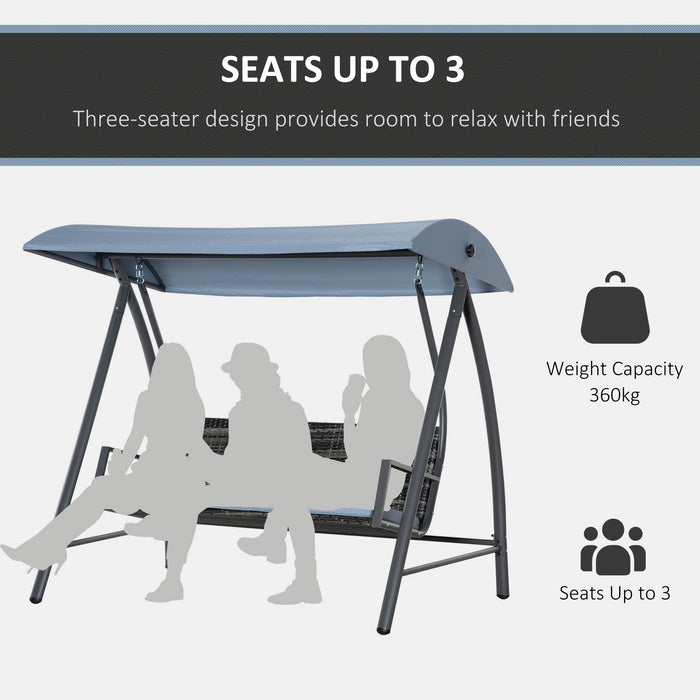 OutSunny Swing Chair Metal, PL (Polyester) Fabric, PE (Polyethylene) rattan, Grey 1,240 x 1,980 x 1,790 mm