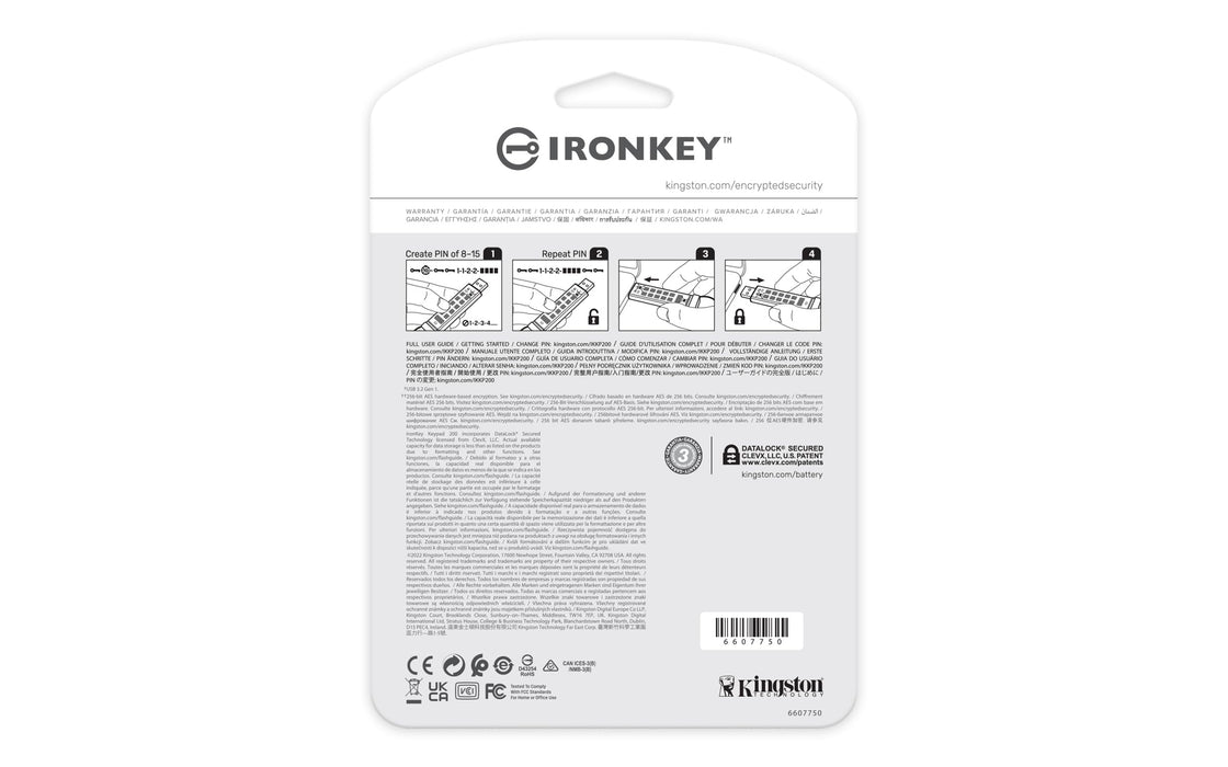 Kingston IronKey Keypad 200 - USB flash drive - encrypted - 256 GB - USB 3.2 Gen 1